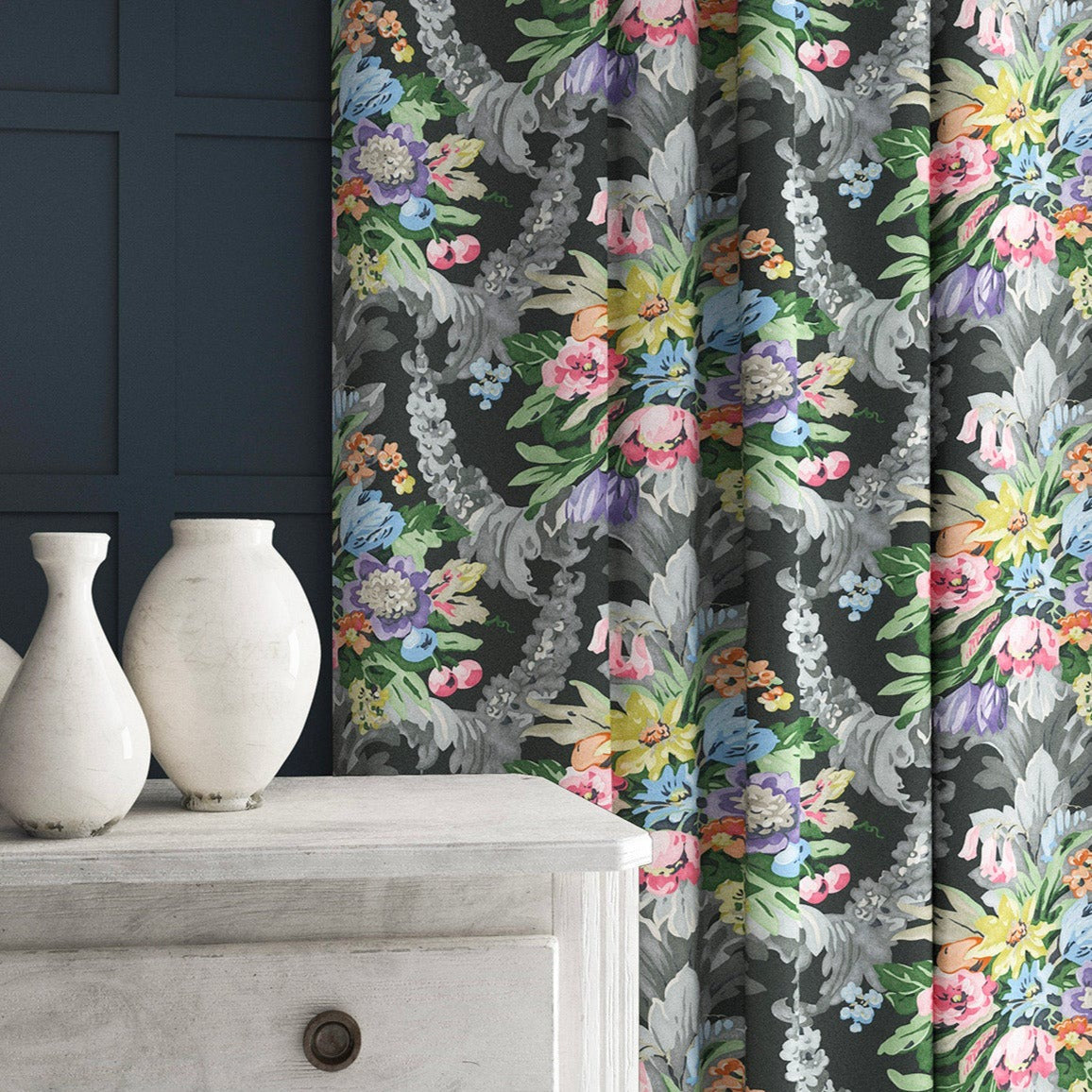 Linwood Wakehurst Velvet Midnight FR Made to Measure Curtains