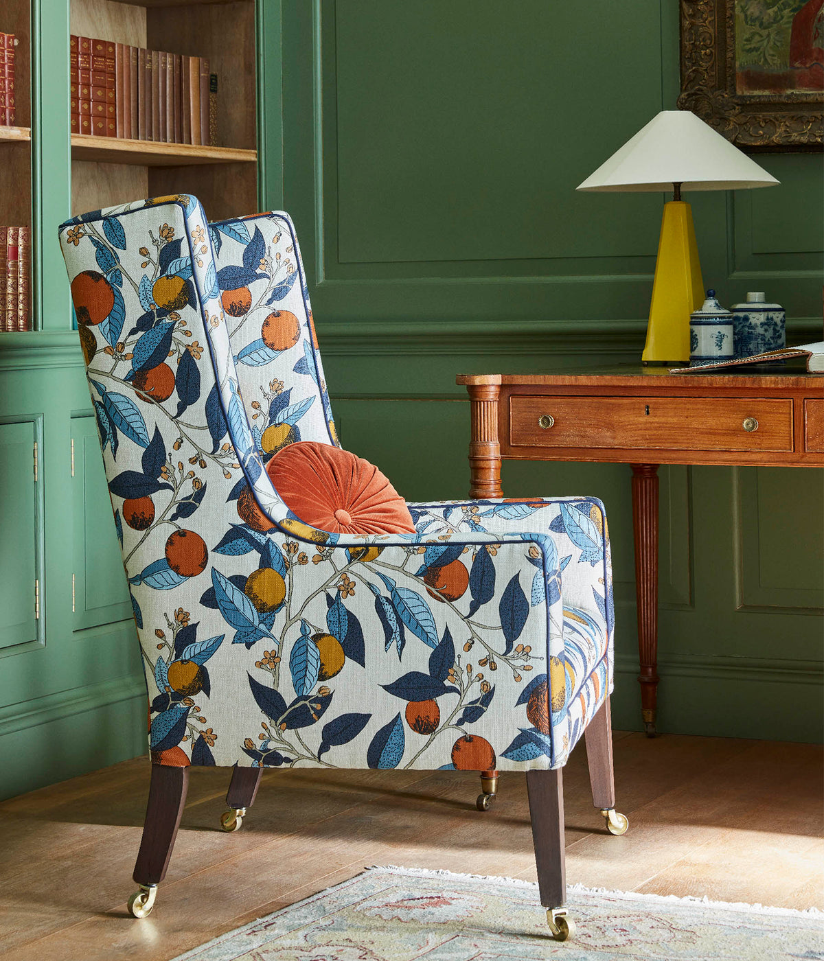 James Hare Orange Grove Tangelo Blue Made to Measure Curtains