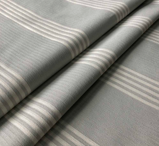 Grey - Oxford Stripe Fabric Ian Mankin 100% Cotton