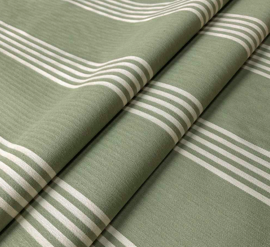 sage - Oxford Stripe Fabric Ian Mankin 100% Cotton