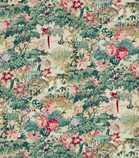 Parrot - Jungle Rumble Fabric Linwood 100% Linen