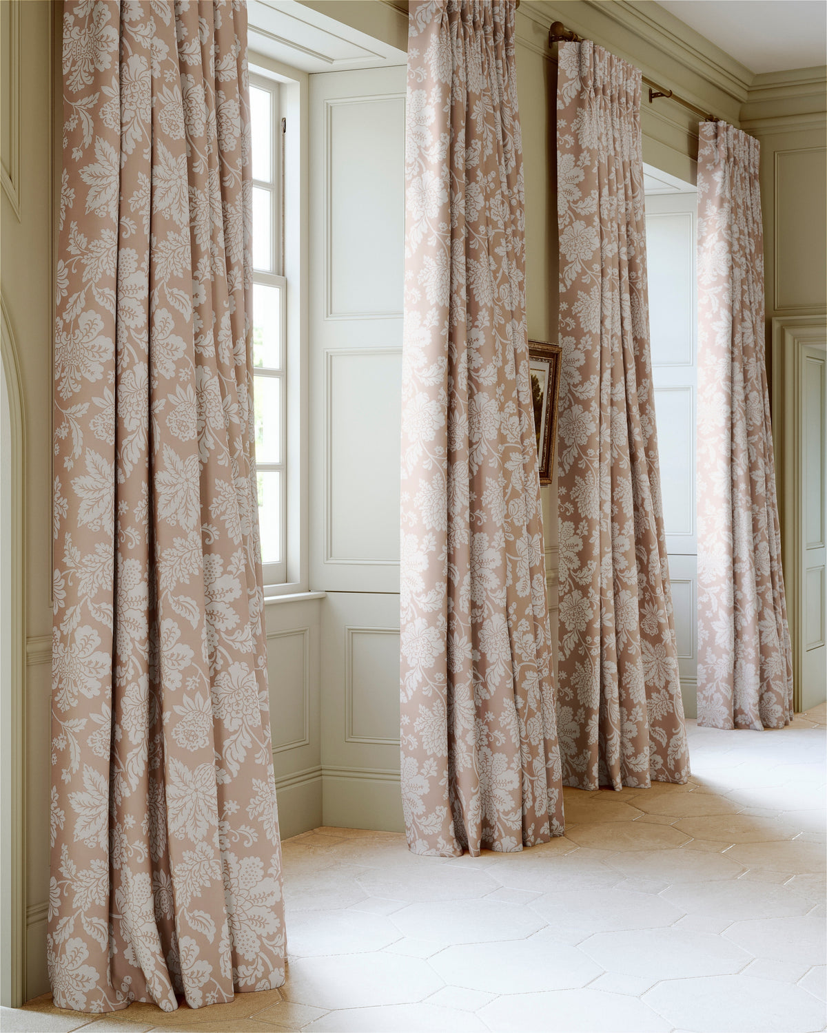 James Hare Cartouche Jacobean Damask Pink Made to Measure Roman Blinds