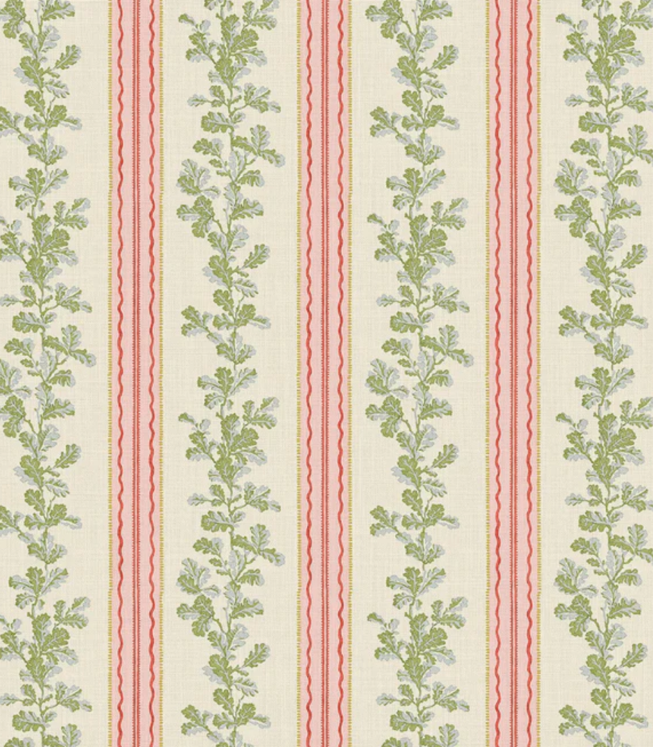 Pink/Green - Hester Fabric Linwood 100% Linen 