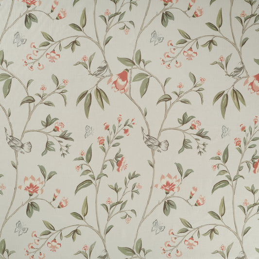 Pink/Green - Hidcote Fabric James Hare 100% Linen 