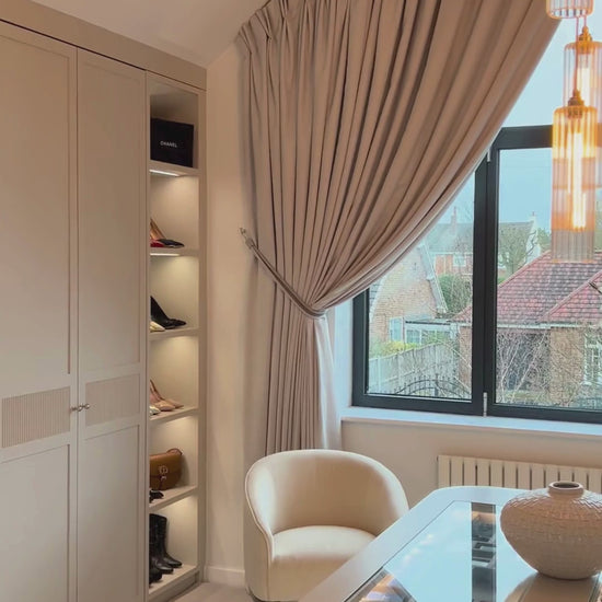video showing cooshy soft collection fabric fitted in luxury dressing room 