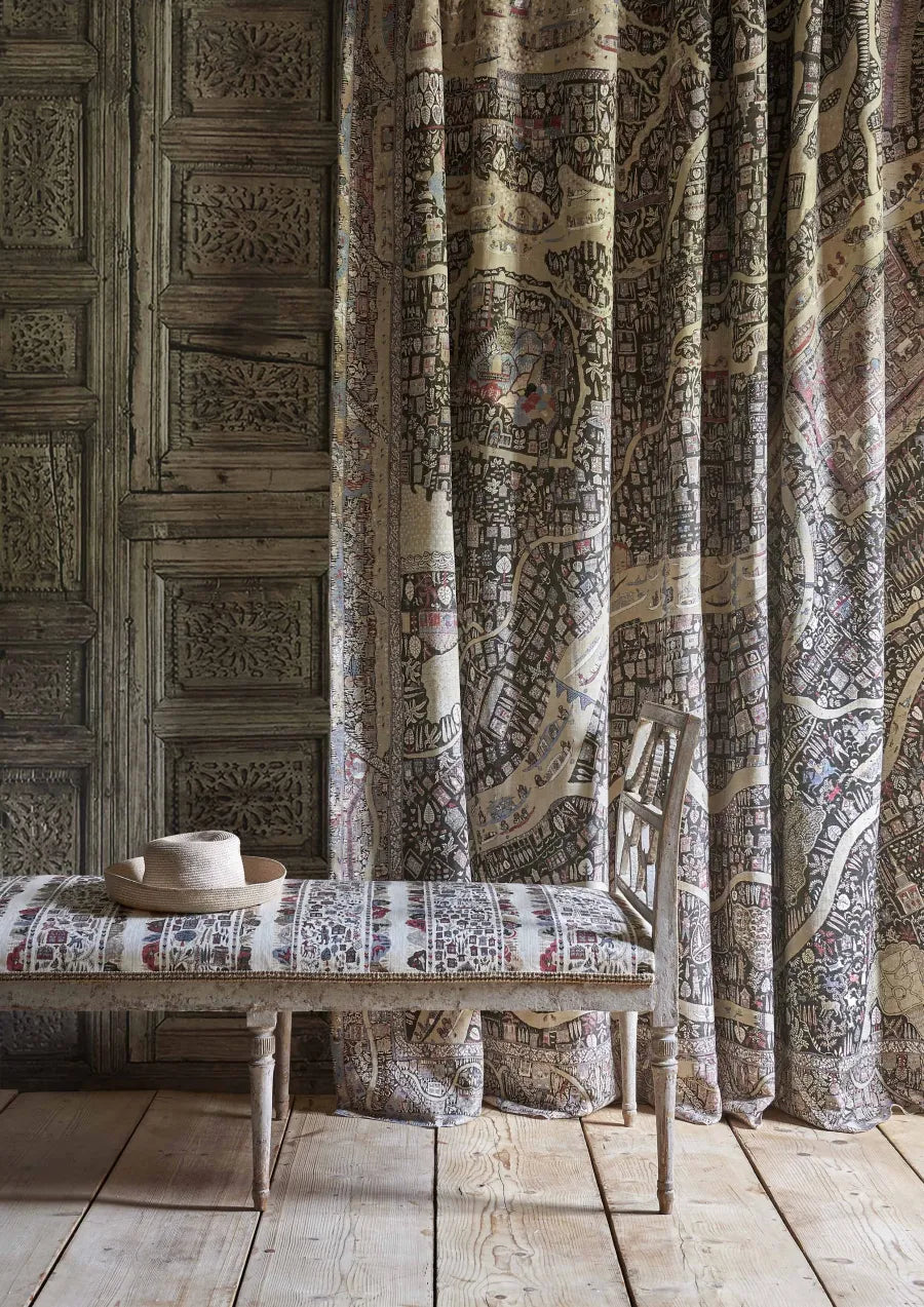 Lewis & Wood Ravi Ribbon Peat Pomegranate Made to Measure Curtains – lifestyle photograph