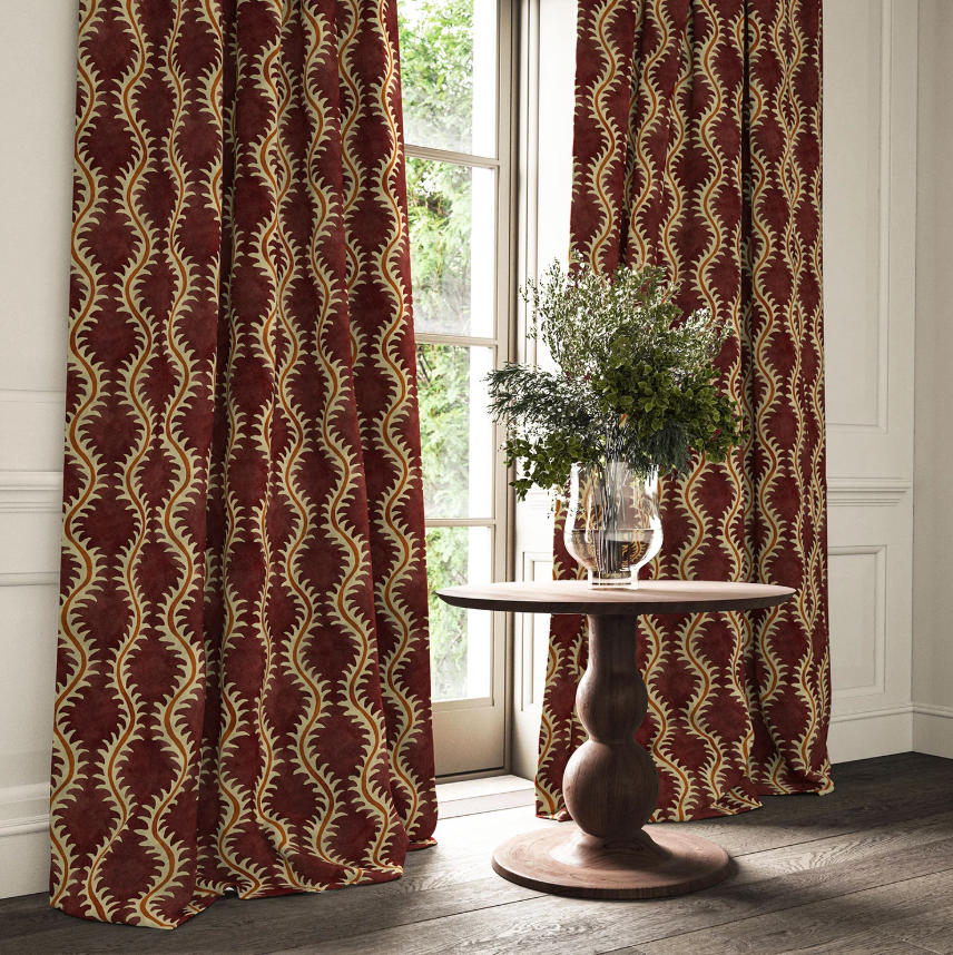 Redcurrant - Helter Skelter Velvet by Linwood - Curtains