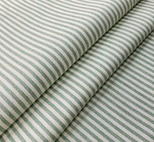 Sage - Candy Stripe Fabric Ian Mankin 100% Cotton