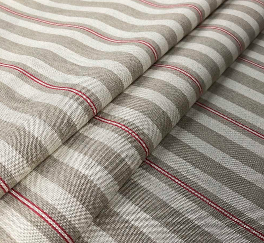 Peony - Spencer Stripe Fabric Ian Mankin 100% Linen