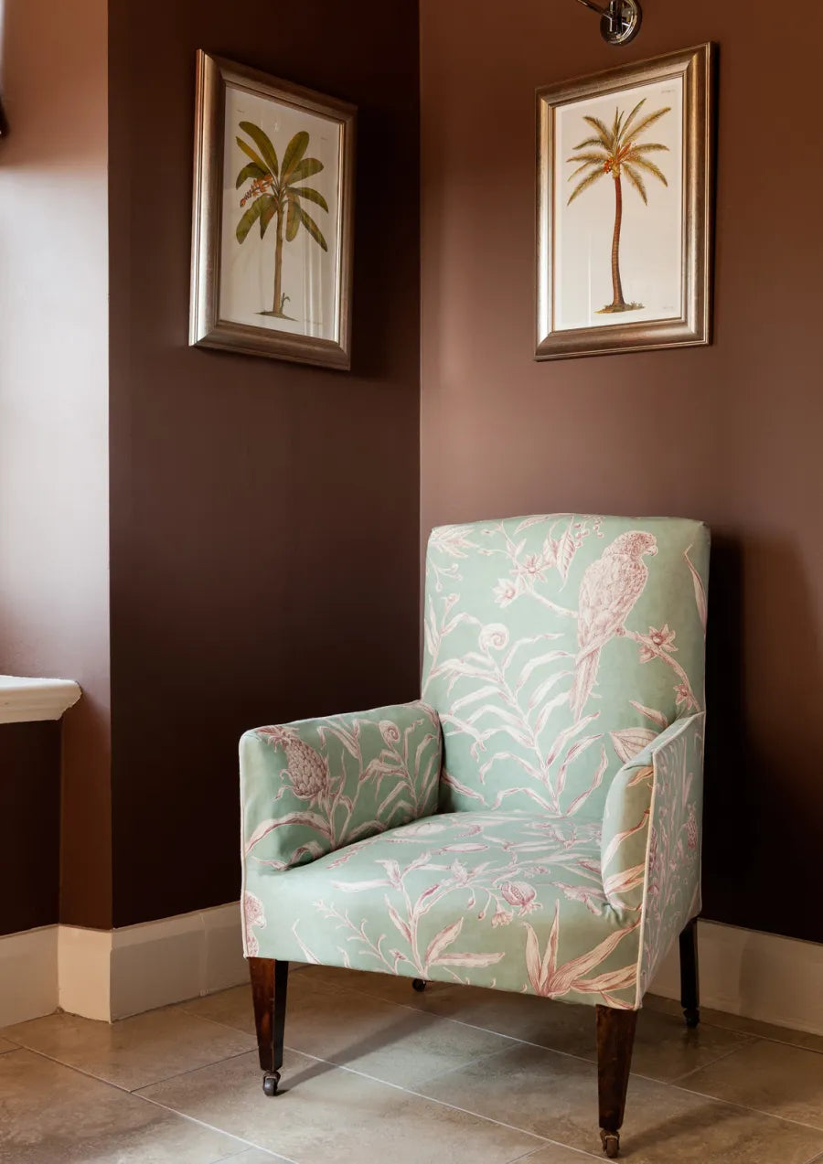 Lewis & Wood Squawk Chocolate Mint Made to Measure Curtains – lifestyle photograph