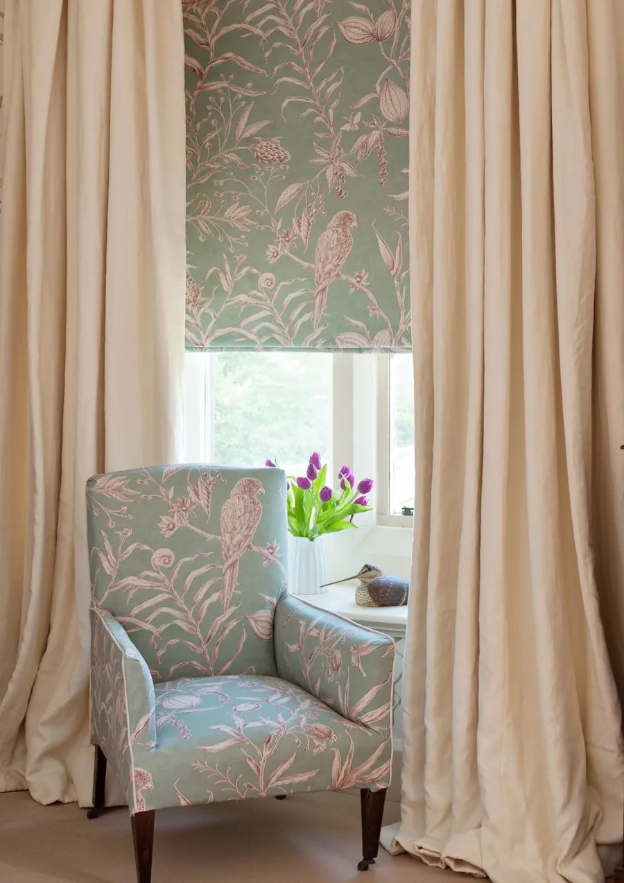 Lewis & Wood Squawk Chocolate Mint Made to Measure Curtains – lifestyle photograph