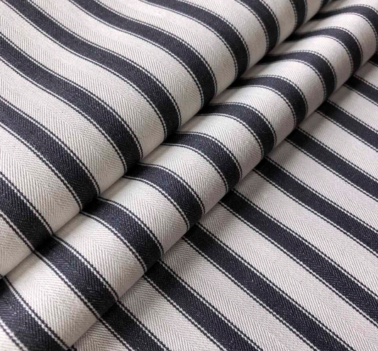 Dark Navy - Ticking Stripe 2 Fabric Ian Mankin 100% Cotton