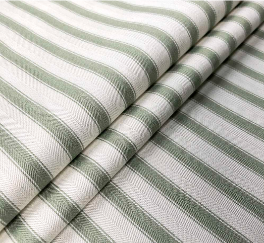 Sage - Ticking Stripe 2 Fabric Ian Mankin 100% Cotton
