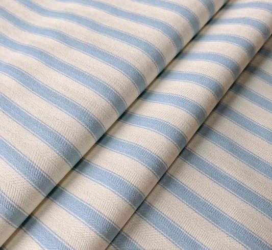 Sky - Ticking Stripe 2 Fabric Ian Mankin 100% Cotton