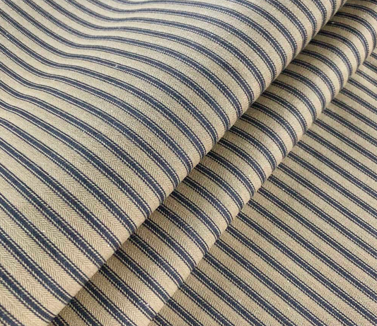 Storm - Ticking Stripe 1 Rustic Fabric Ian Mankin 100% Cotton