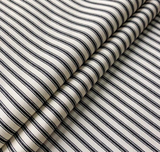 Black - Ticking Stripe 1 by Ian Mankin 100% Cotton - Fabric, Curtains, Roman Blinds