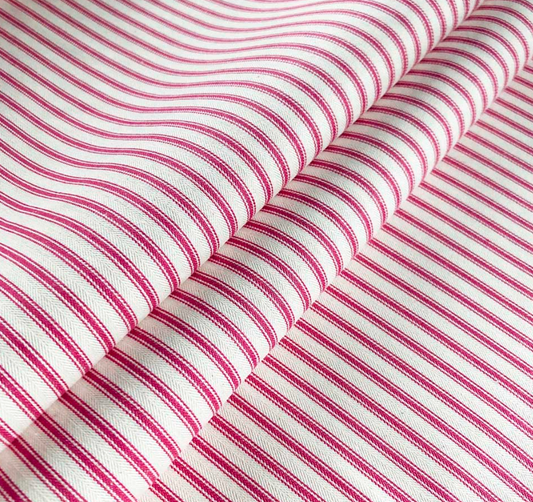 Cooshy Cerise Ticking Stripe 100% Cotton Fabric