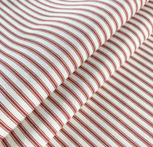 Cooshy Crimson Ticking Stripe 100% Cotton Fabric