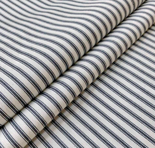 Cooshy Dark Navy Ticking Stripe 100% Cotton Fabric