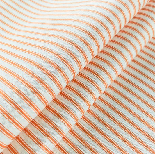 Cooshy Orange Ticking Stripe 100% Cotton Fabric