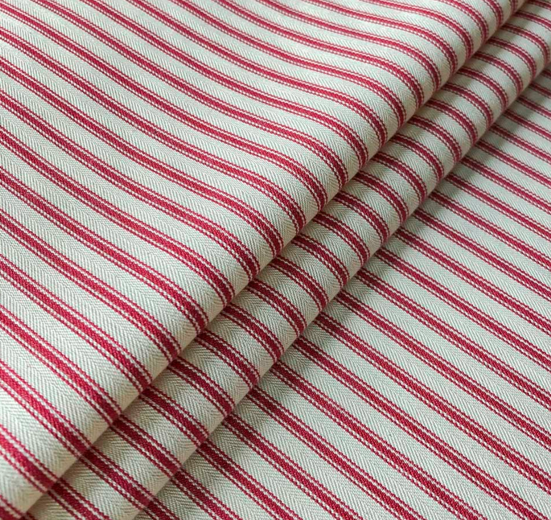 Cooshy Peony Ticking Stripe 100% Cotton Fabric