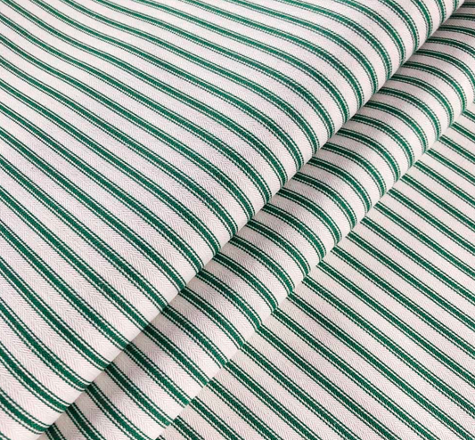 Cooshy Racing Green Ticking Stripe 100% Cotton Fabric