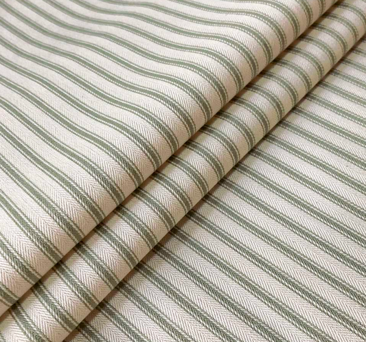 Cooshy Sage Ticking Stripe 100% Cotton Fabric