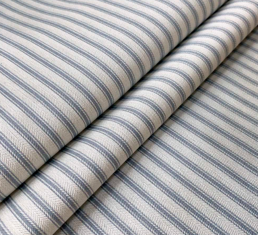 Cooshy Silver Ticking Stripe 100% Cotton Fabric