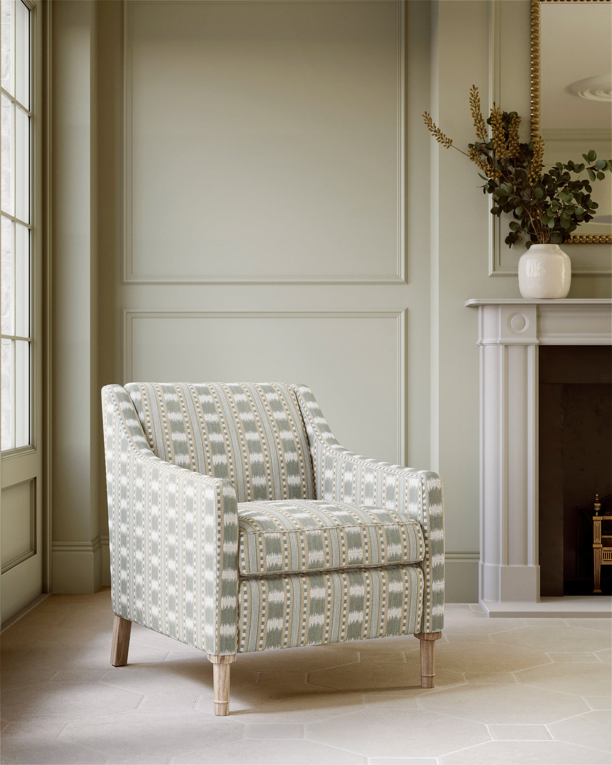 James Hare Paxton Green/Natural Made to Measure Roman Blinds