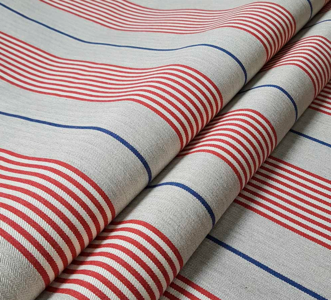 Peony - Vintage Stripe Fabric Ian Mankin 100% Cotton