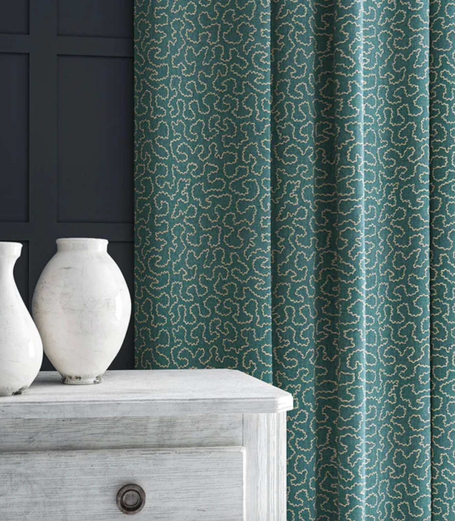 Cyan - Wiggle by Linwood - Fabric, Curtains, Roman Blinds curtain